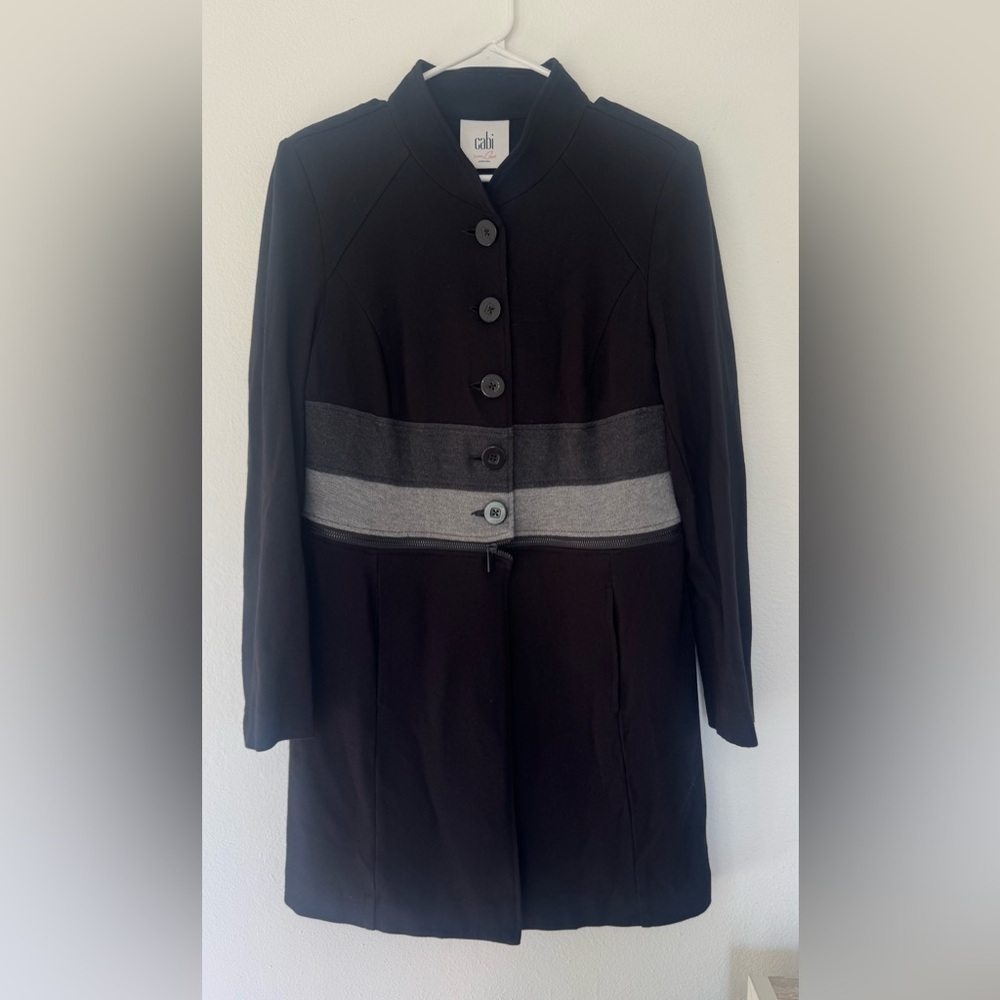 CABI Love Carol Collection Convertible Zip Off Black Grey Jacket Coat Size Med